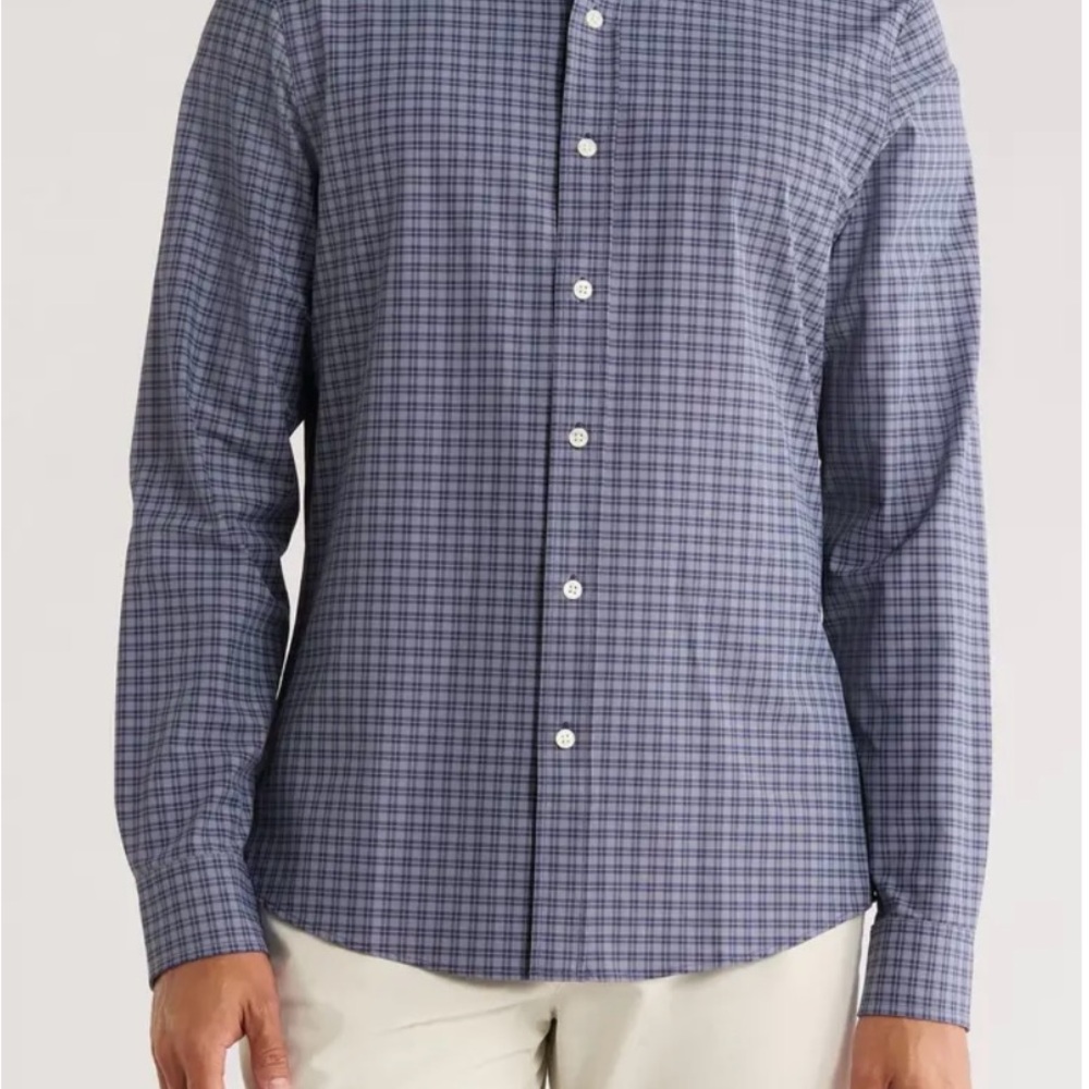 RHONE Navy Blue Casual Button Down State of Mind slim fit Shirt. NWT!